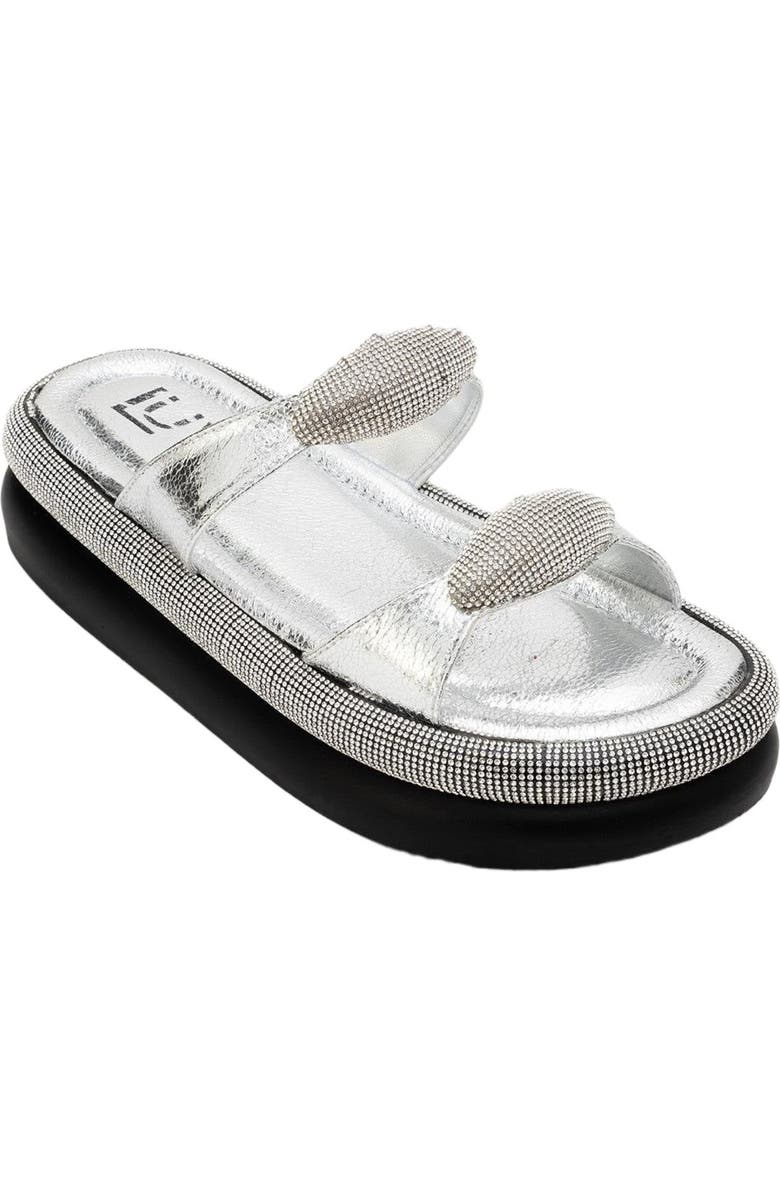 Prologue Shoes Finery Embellished Platform Slide, Alternate, color, Silver Faux Leather