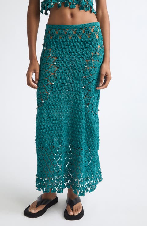 Beaded Cotton Crochet Skirt