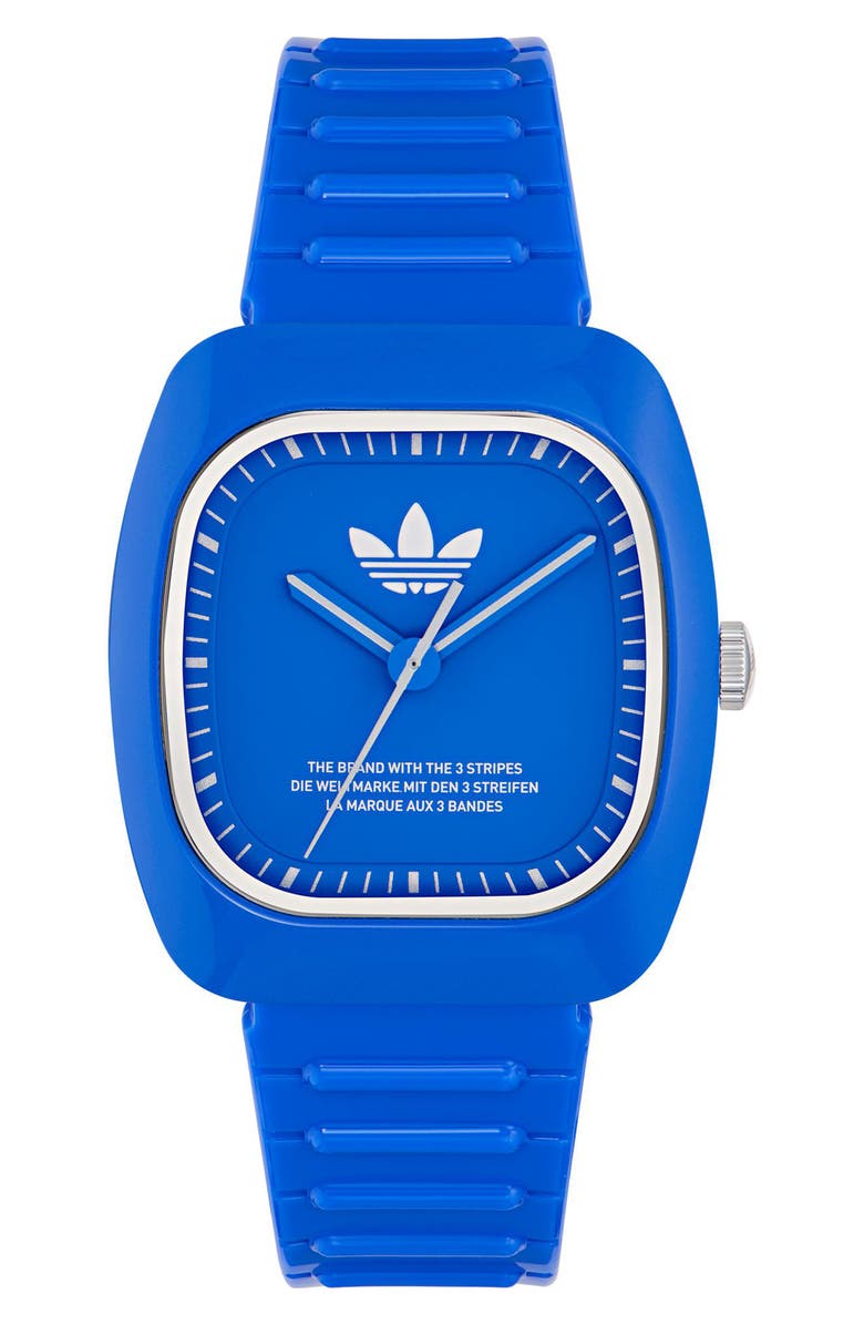 adidas Retro Wave Two Bio-Resin Strap Watch, 37mm, Main, color, Blue