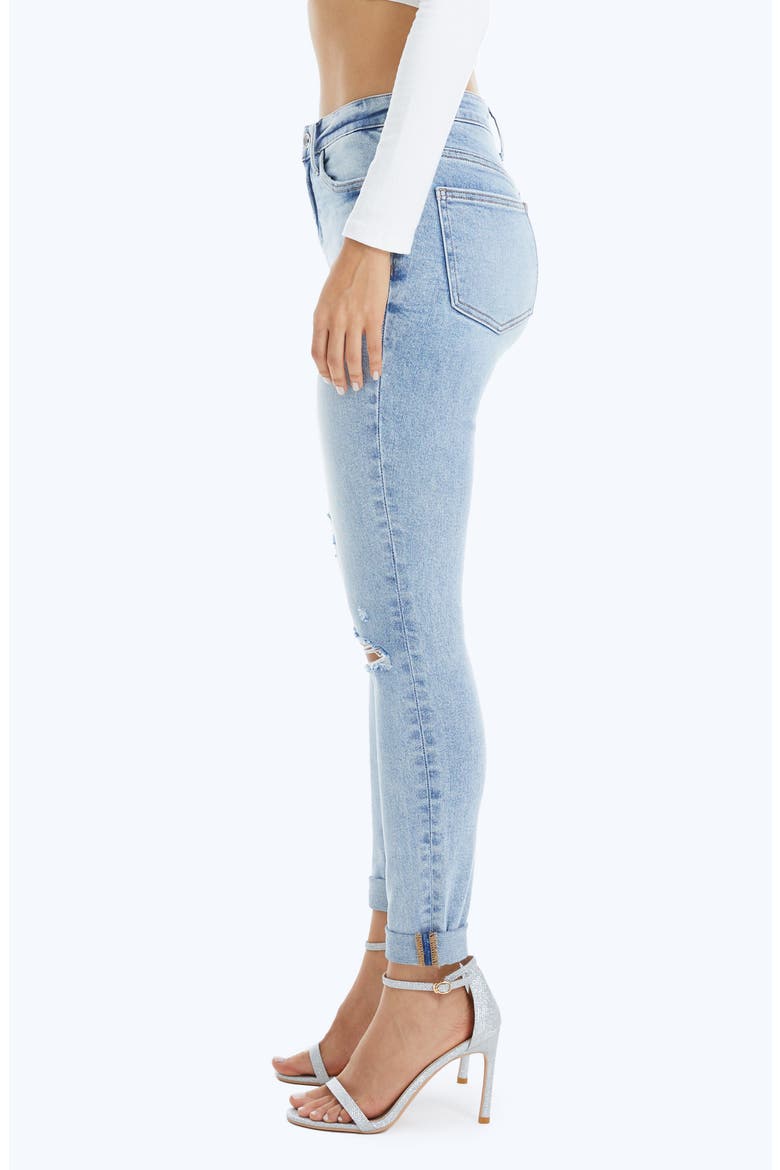 High Waist Cuffed Ankle Skinny Jeans, Alternate, color, LIGHT BLUE