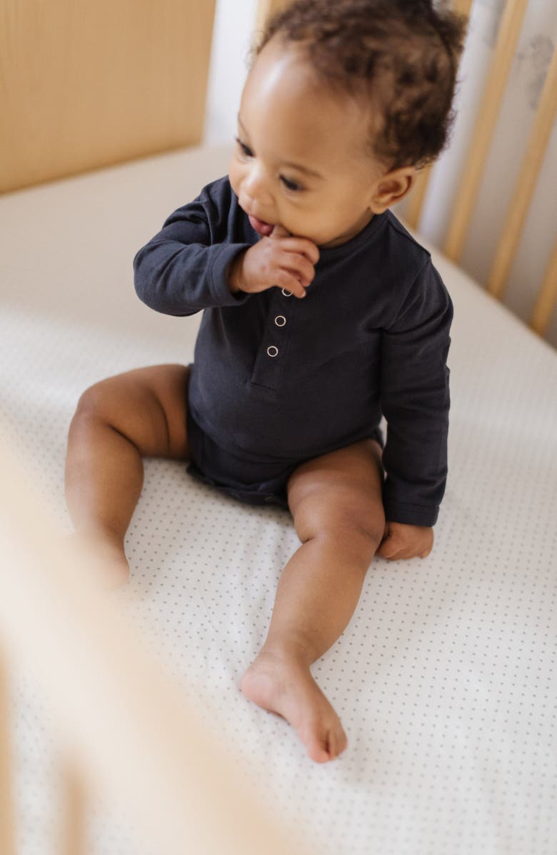 Pehr Essentials Long Sleeve Organic Cotton Bodysuit, Alternate, color, Fountain Blue