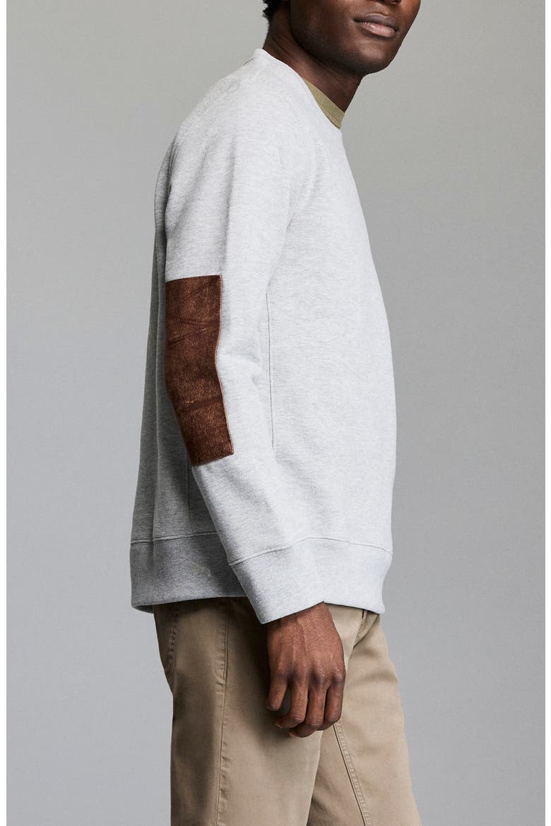 Dover Crewneck Sweatshirt with Leather Elbow Patches, Alternate, color, GREY