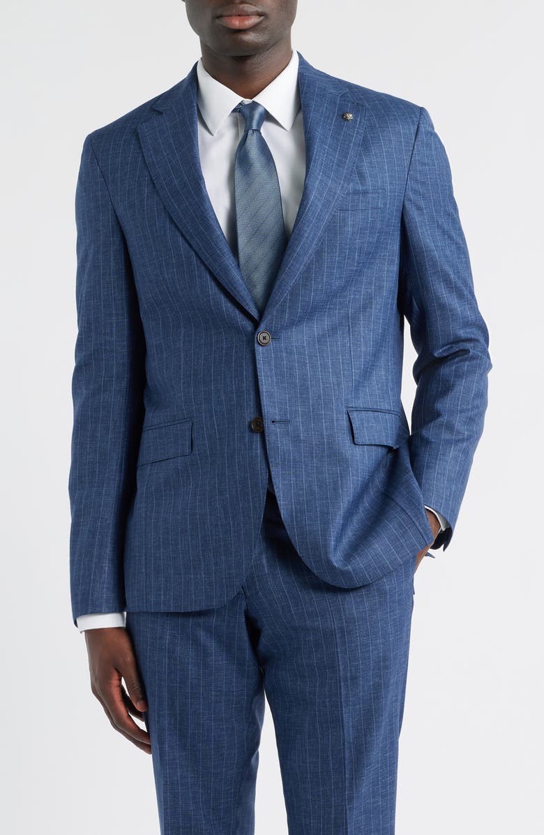 Jack Victor Mason Stripe Wool Siut, Alternate, color, Mid Blue