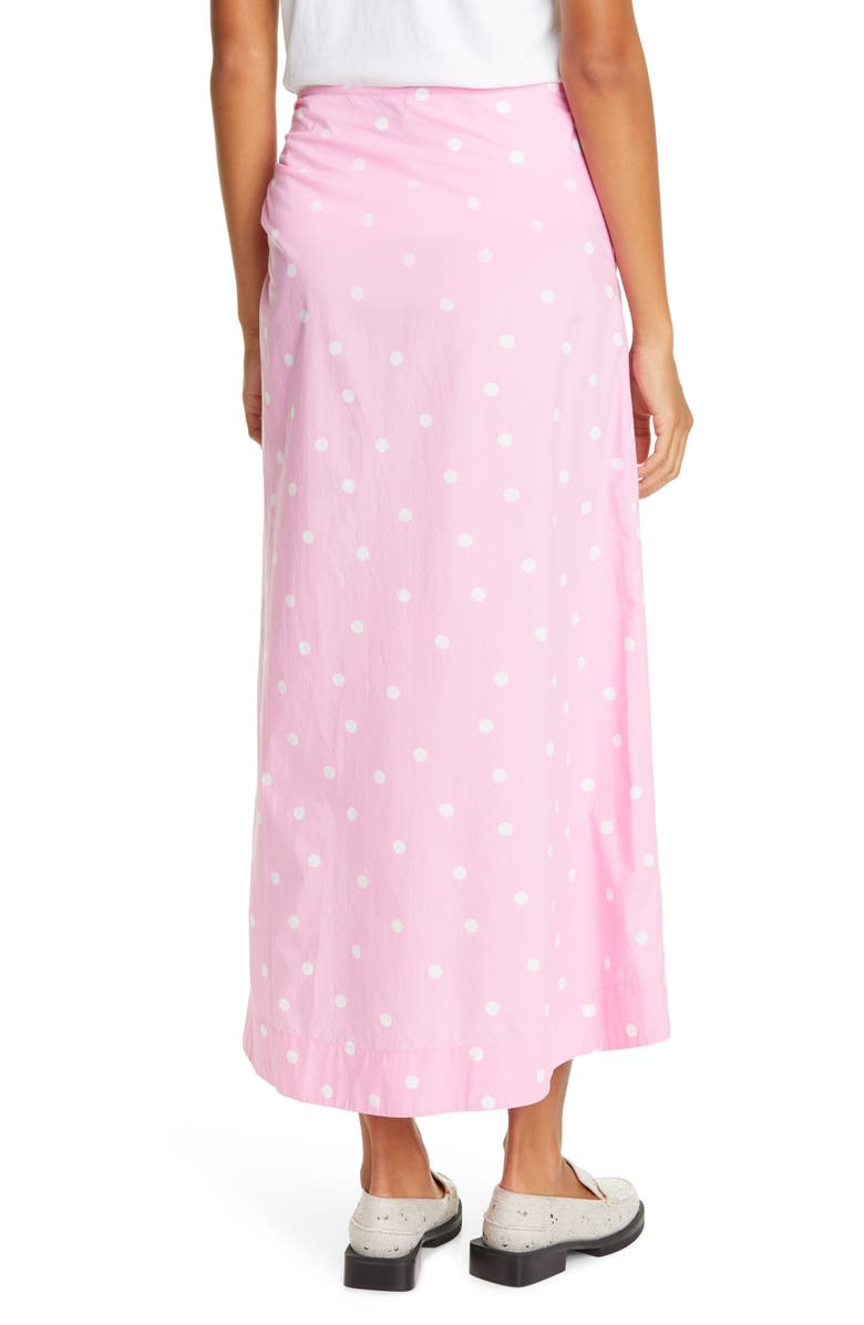 Ganni Polka Dot Print Organic Cotton Midi Skirt, Alternate, color,