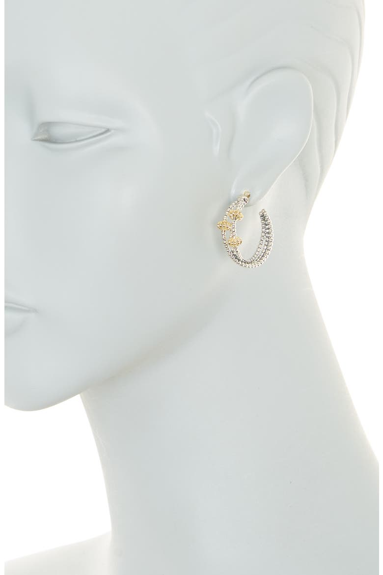 Sterling Silver & 18K Gold Signature Caviar Hoop Earrings, Alternate, color, SILVER/GOLD