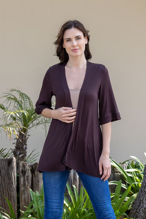 24seven Comfort Apparel Open Front Elbow Length Sleeve Cardigan