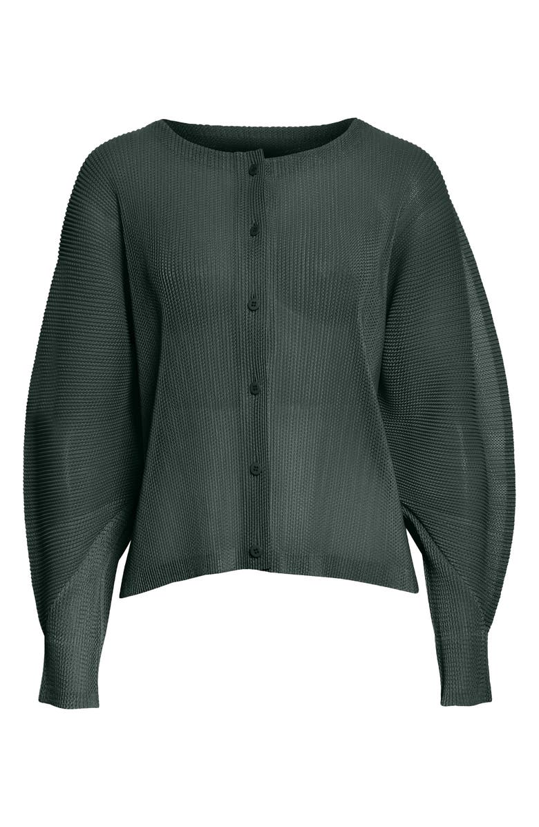 Pleats Please Issey Miyake Tatami Pleated Open Knit Cardigan, Alternate, color,