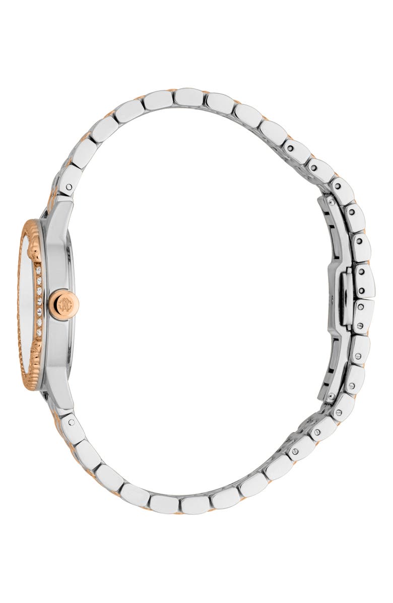 Roberto Cavalli Two-Tone Crystal Bracelet Watch, 30mm, Alternate, color, Two Tone Silver And Rose Gold