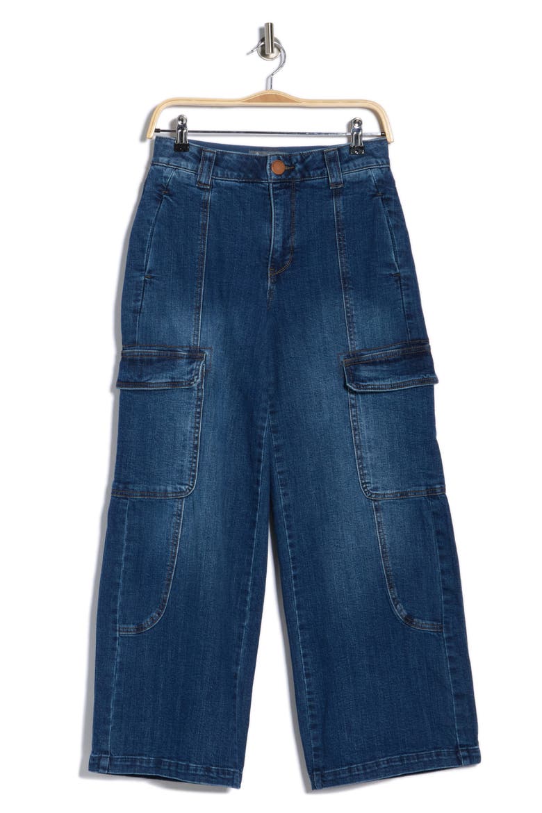 Wide Leg Cargo Jeans, Alternate, color, BLUE