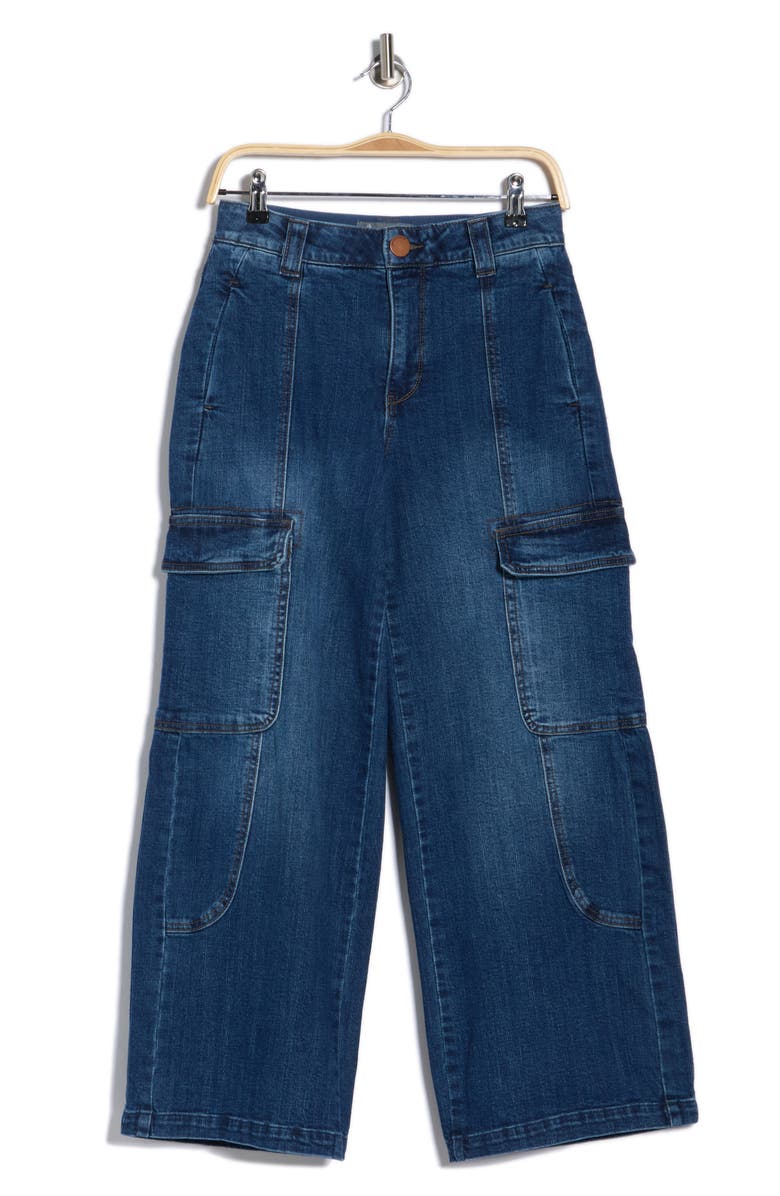 Democracy Wide Leg Cargo Jeans, Main, color, Blue
