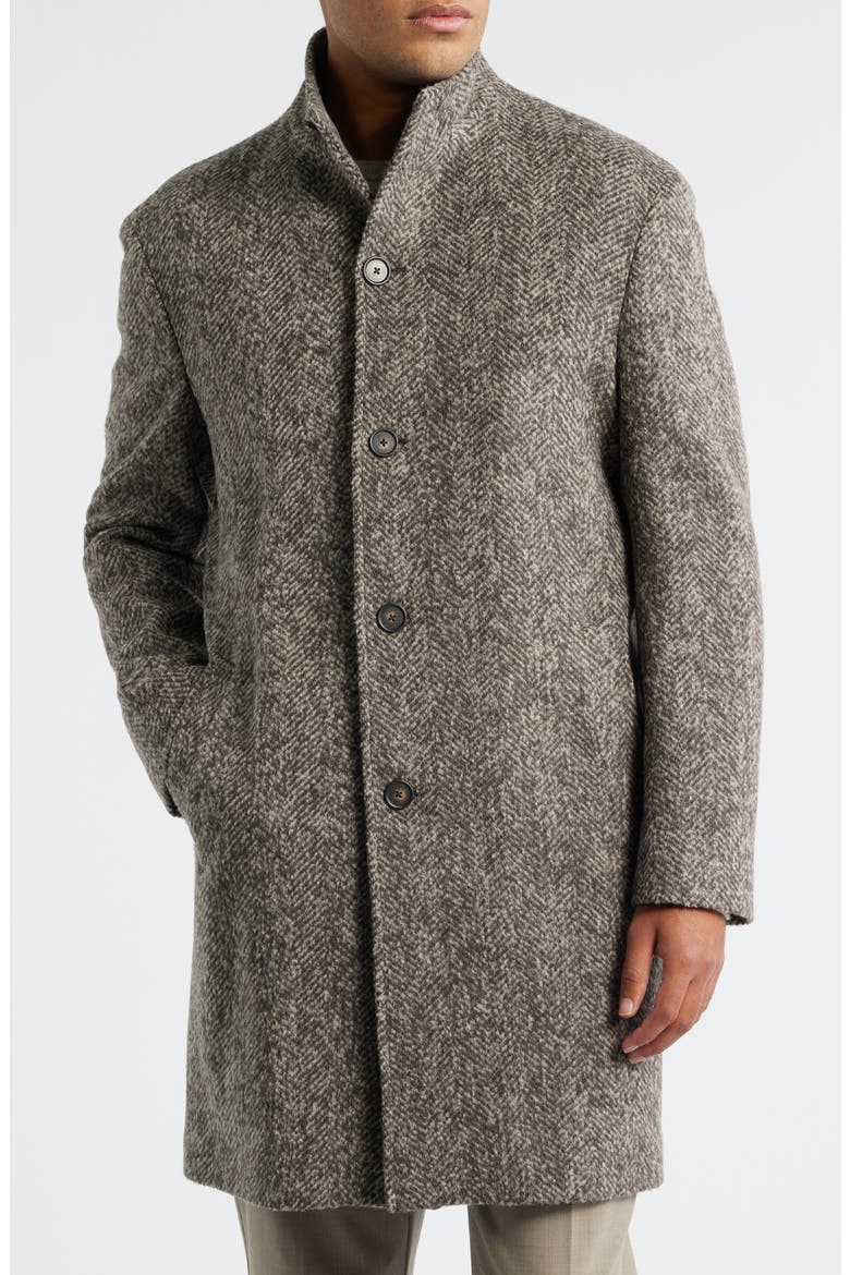 Wiktor Herringbone Wool Blend Coat, Alternate, color, LIGHT BROWN