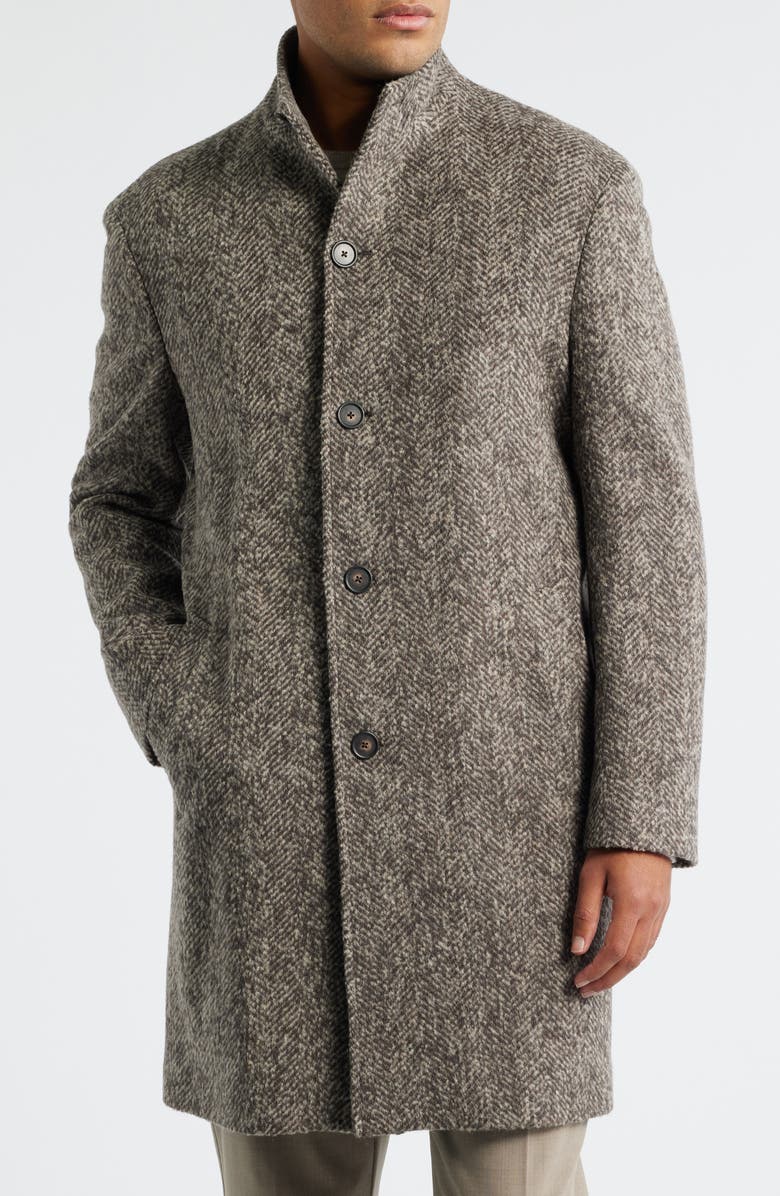 Jack Victor Wiktor Herringbone Wool Blend Coat, Alternate, color, Light Brown