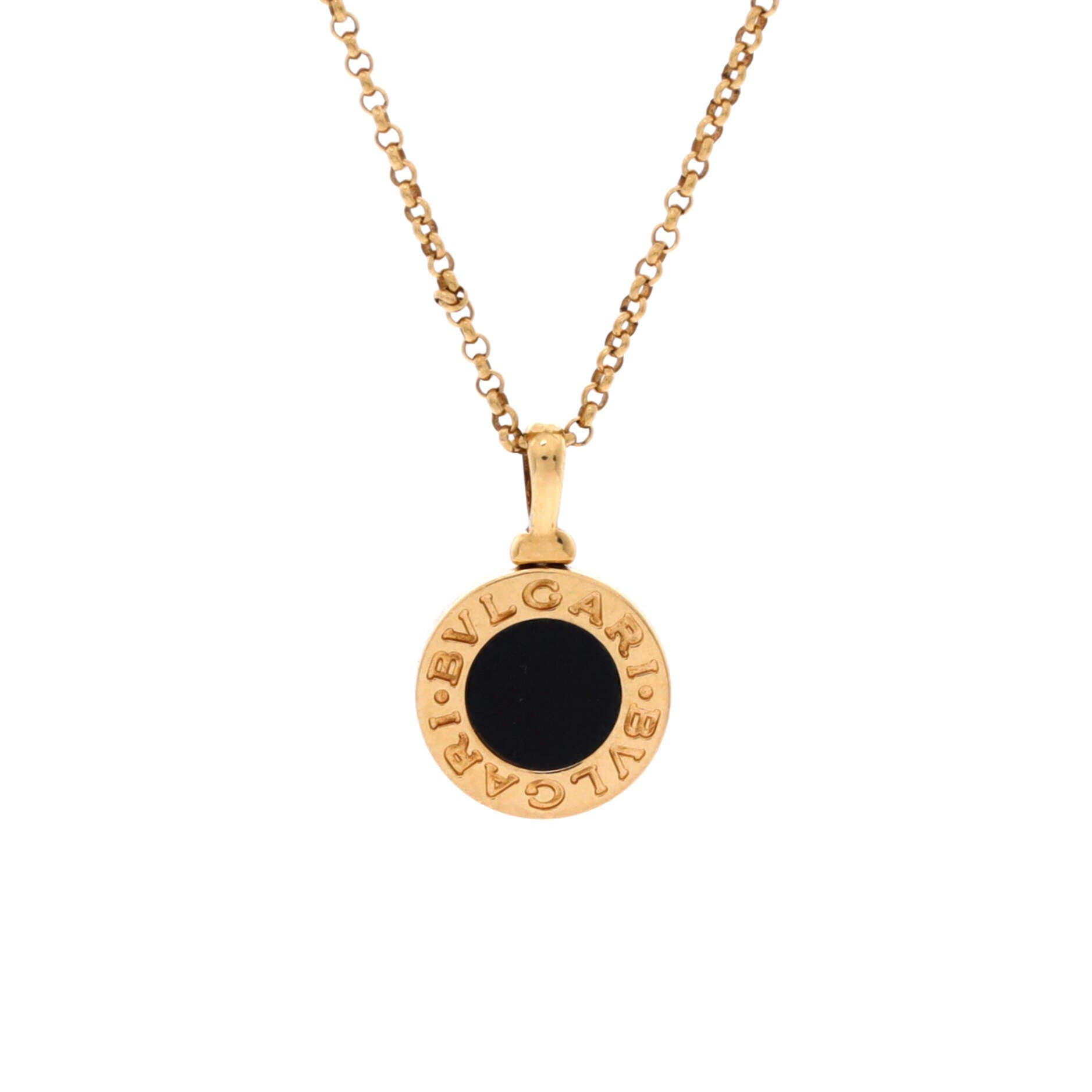Bvlgari Bvlgari Pendant Necklace 18K Yellow Gold with Onyx, Main, color, Metallic Gold