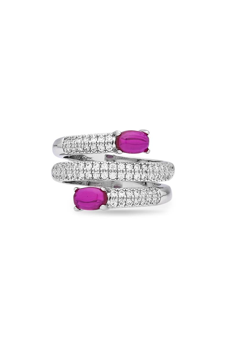 Cubic Zirconia Faux Wrap Ring, Alternate, color, SILVER