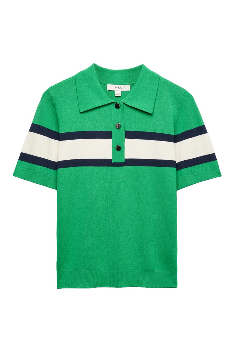 Compact Stripe Polo Sweater, Alternate, color, BRIGHT GREEN