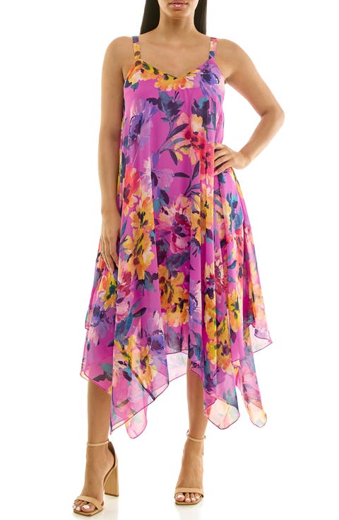 Patterned Handkerchief Hem Dress