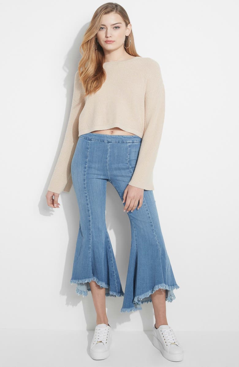 GUESS Sofia 1981 Frayed Ankle Flare Jeans, Alternate, color, Blue