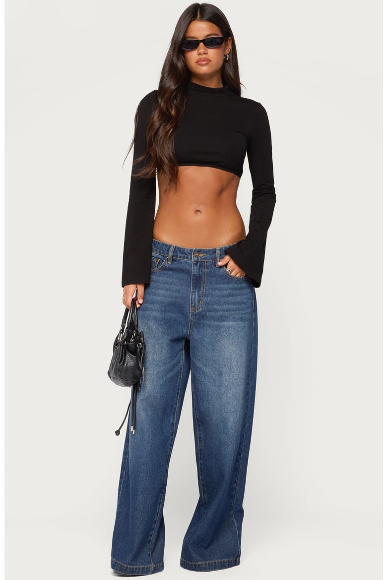 Deya Mock Neck Cropped Top, Alternate, color, BLACK