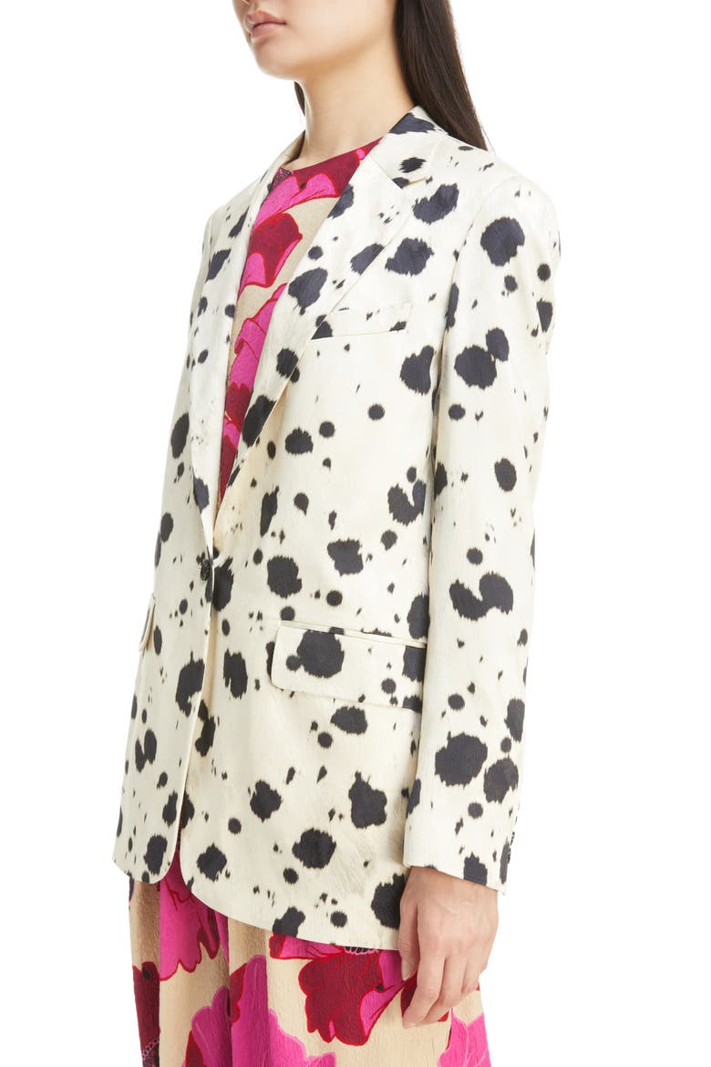 Blanchet Ink Spot Print Single Breasted Blazer, Alternate, color, ECRU