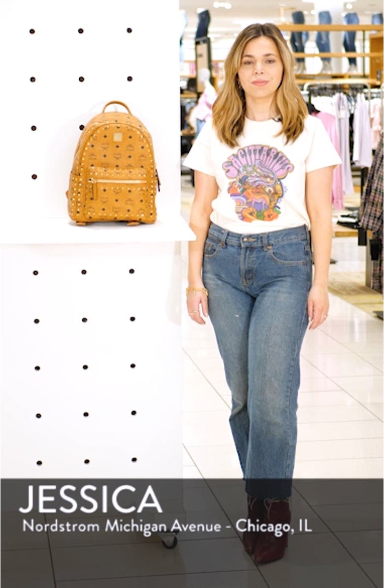 Small Stark Outline Stud Leather Backpack, sales video thumbnail