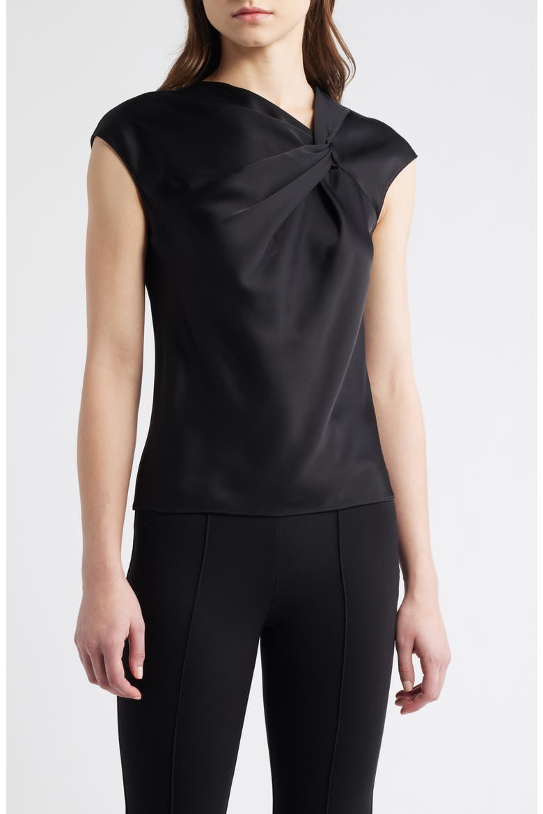 Satin Twist Neck Top, Main, color, BLACK - 001
