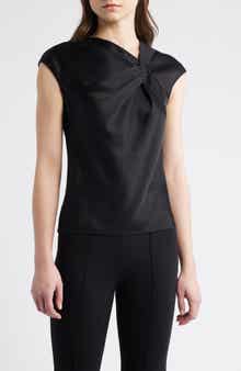 Theory Satin Twist Neck Top