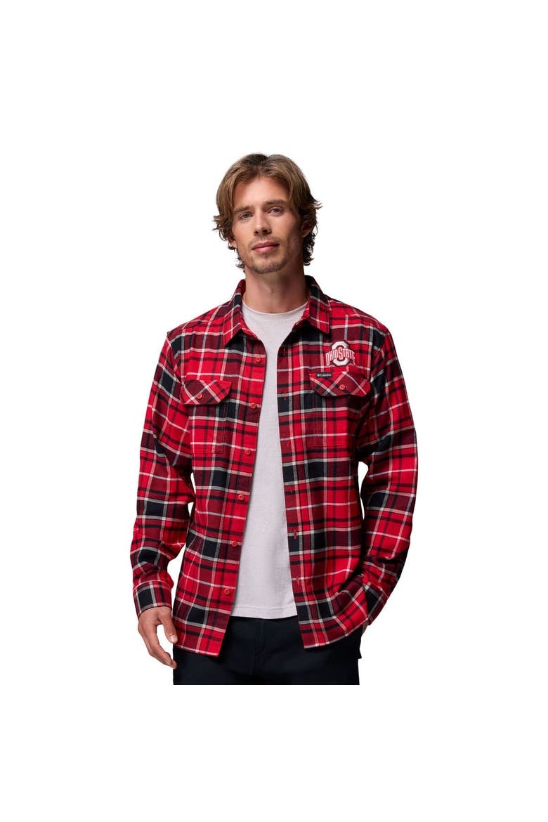 Men's Columbia  Scarlet Ohio State Buckeyes Flare Gun Omni-Wick Flannel Long Sleeve Button-Up Shirt, Alternate, color, Scarlet