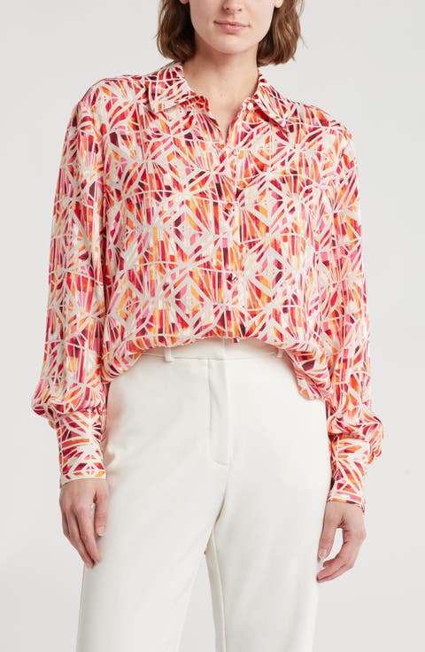 Melina Geo Print Long Sleeve Button-Up Shirt