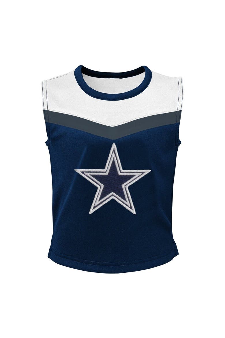 Girls Preschool Navy Dallas Cowboys Spirit Cheerleader Two-Piece Set with Bloomers, Alternate, color, Navy