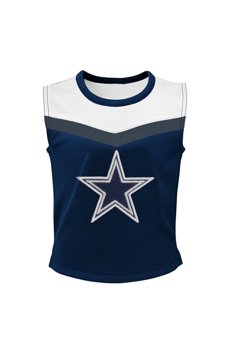 Outerstuff Girls Preschool Navy Dallas Cowboys Spirit Cheerleader Two-Piece Set with Bloomers, Alternate, color, Navy