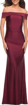 La Femme Off the Shoulder Elegant Long Evening Gown
