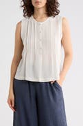 MAX STUDIO Pintucked Sleeveless Henley
