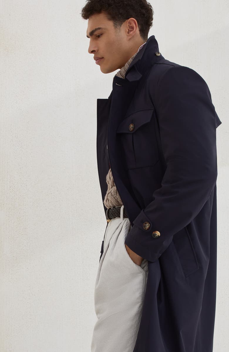 Brunello Cucinelli Redingote, Alternate, color, Navy Blue