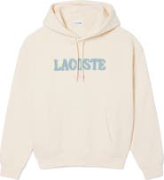 Lacoste Loose Fit Fuzzy Logo Cotton French Terry Hoodie
