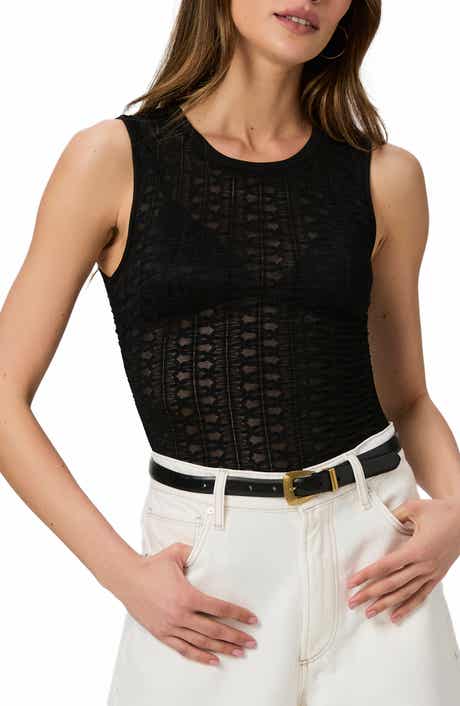 PAIGE Aela Sheer Mesh Embroidered Tank