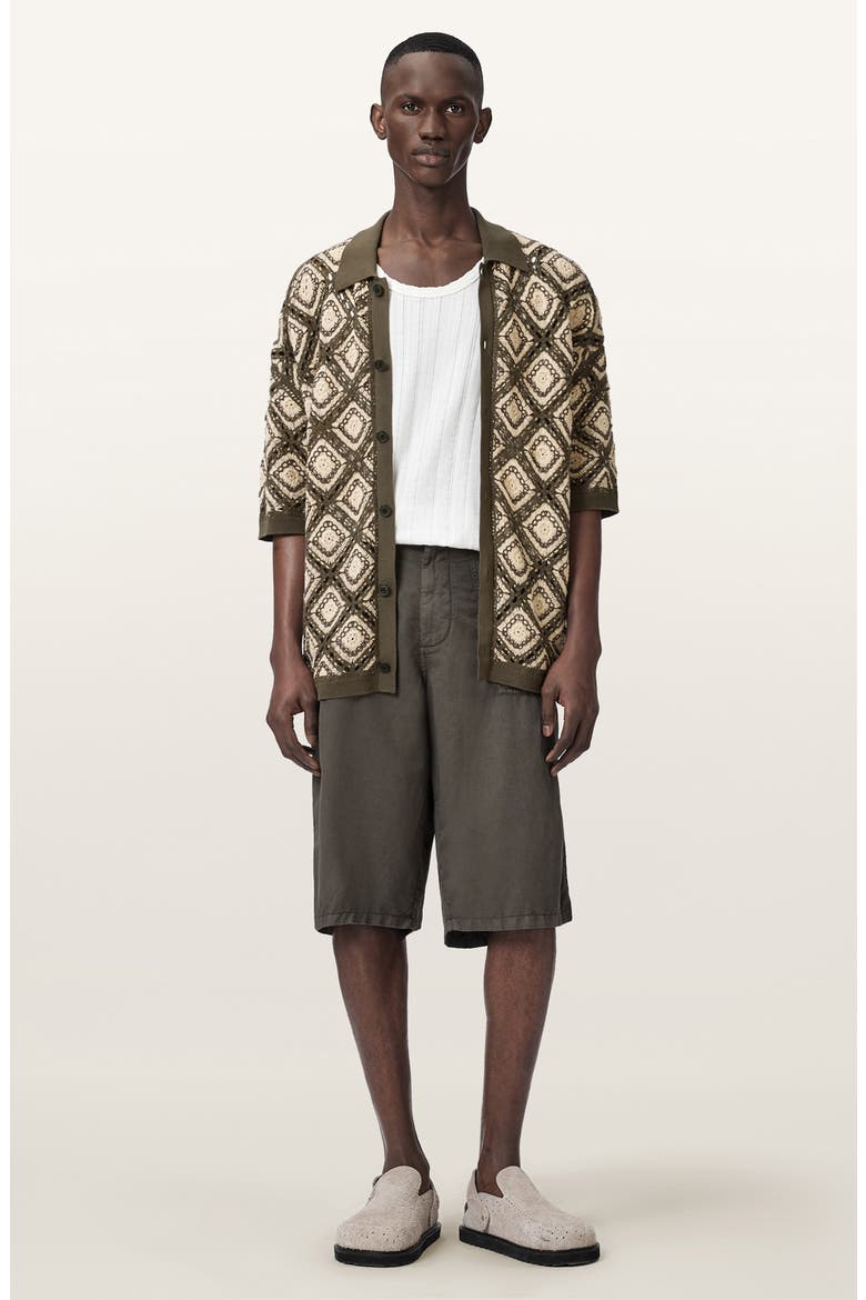 Morena Knit Short Sleeve Cardigan, Alternate, color, PITCH GREEN