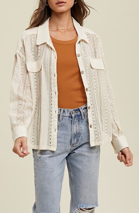 Open Stitch Button-Up Shirt