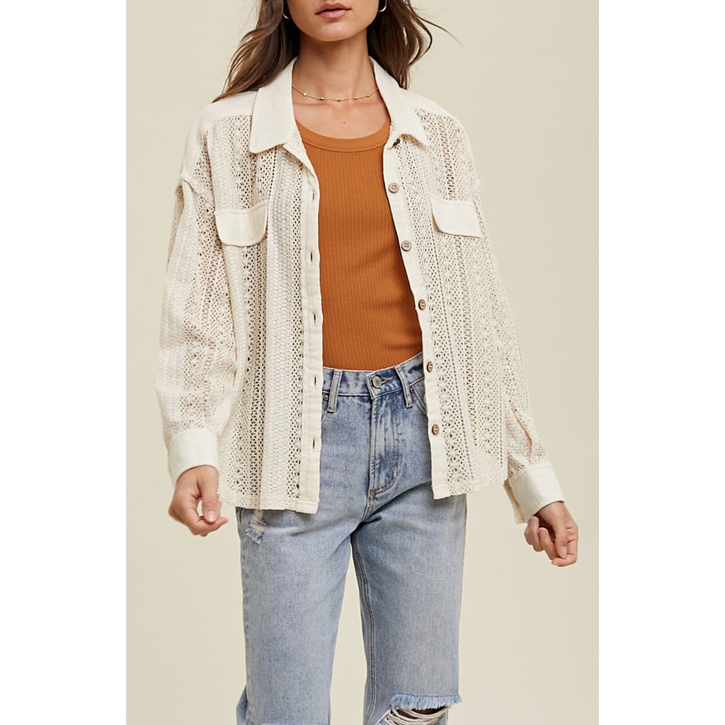 Wishlist Open Stitch Button-up Shirt In Neutral