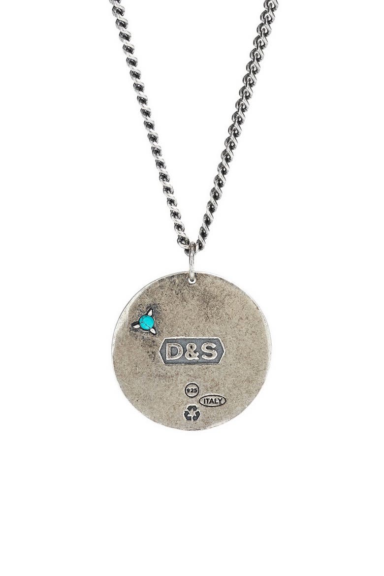 Men's Sterling Silver & Turquoise Medallion Necklace, Alternate, color, TURQUOISE