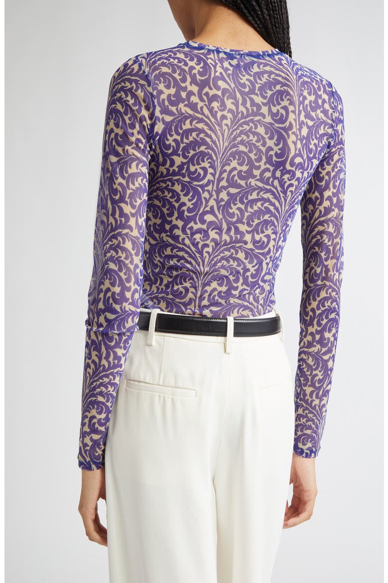 Flocked Shell Paisley Top, Alternate, color, PRINTED BLUE BASE