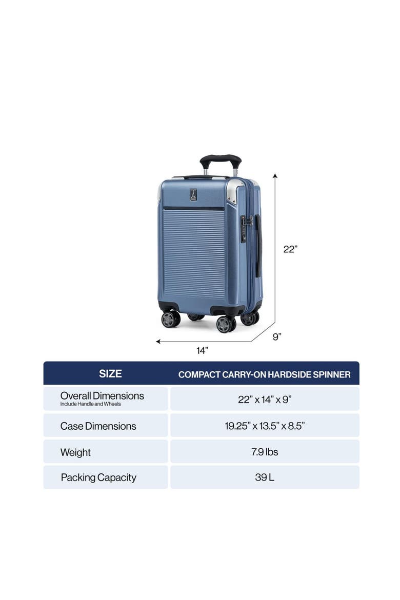 Platinum Elite Hardside 20" Compact Carry On Spinner Luggage, Alternate, color, Metallic Sand