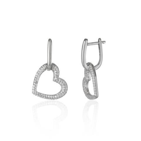 Chunky Heart Sterling Silver Drop Earrings