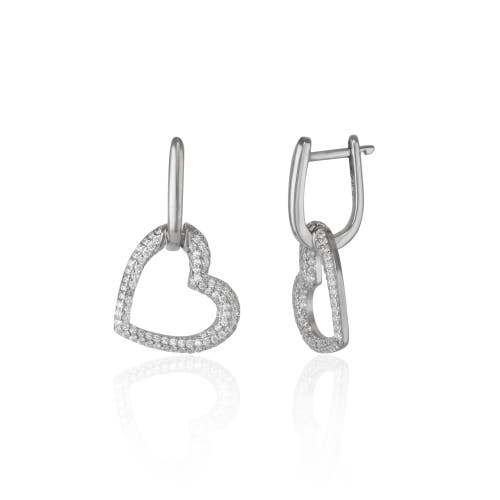 Spero London Chunky Heart Sterling Silver Drop Earrings In Metallic