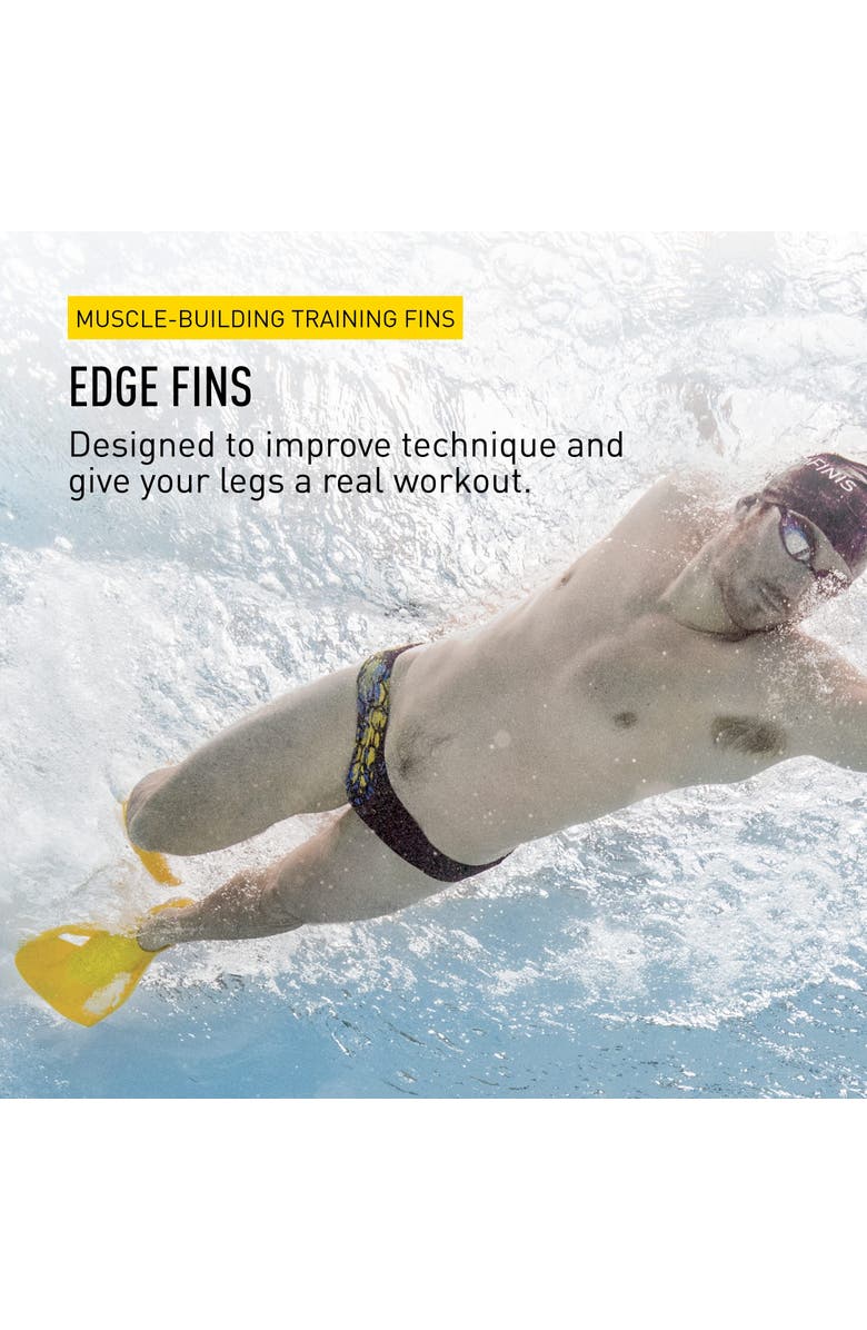 FINIS Edge Swim Fins Silicone Training Fins Build Leg Strength Endurance, Alternate, color, Yellow
