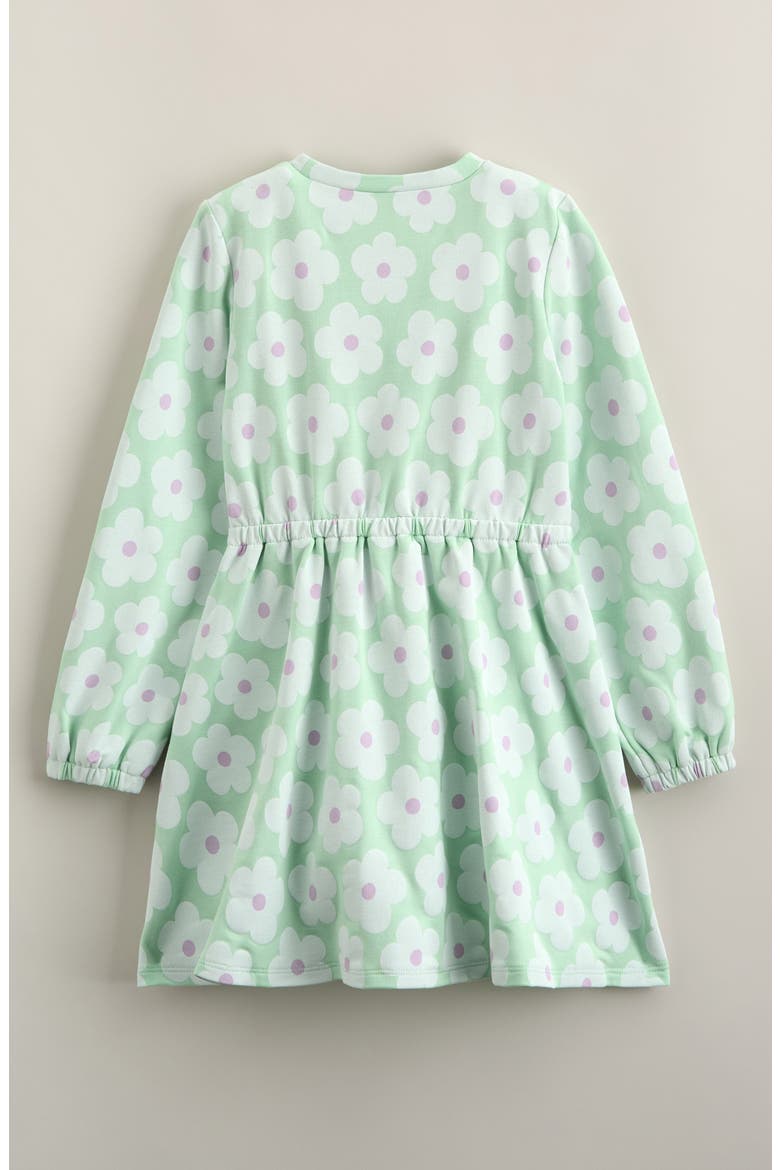 Kids' Easy Pocket Long Sleeve Dress, Alternate, color, GREEN PASTEL DELIA DAISY