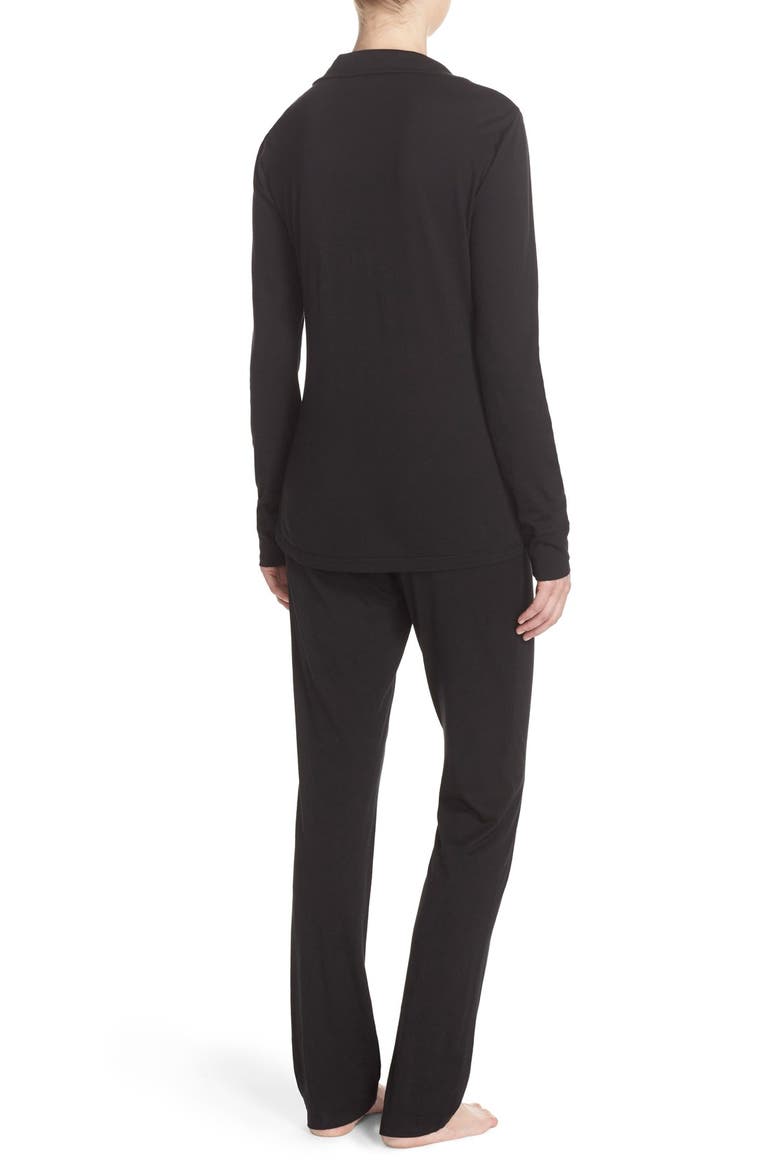'Cassie' Cotton & Modal Pajamas, Alternate, color, BLACK