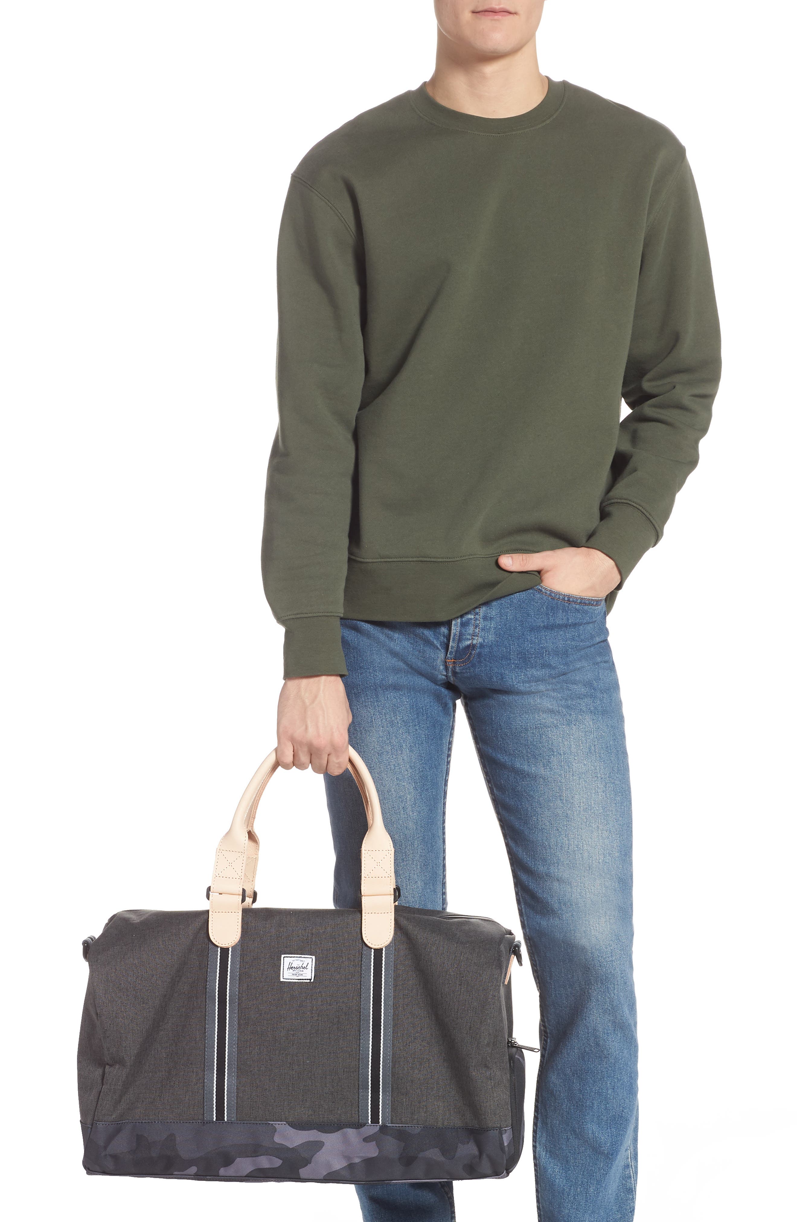 Herschel Supply Co. Novel Offset Denim Duffel Bag, Alternate, color, 