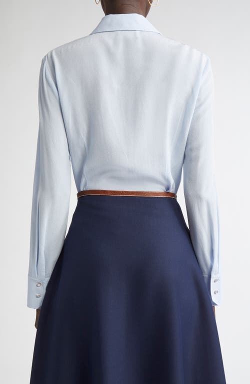 St John St. John Collection Silk Crepe Georgette Button-up Shirt In Blue