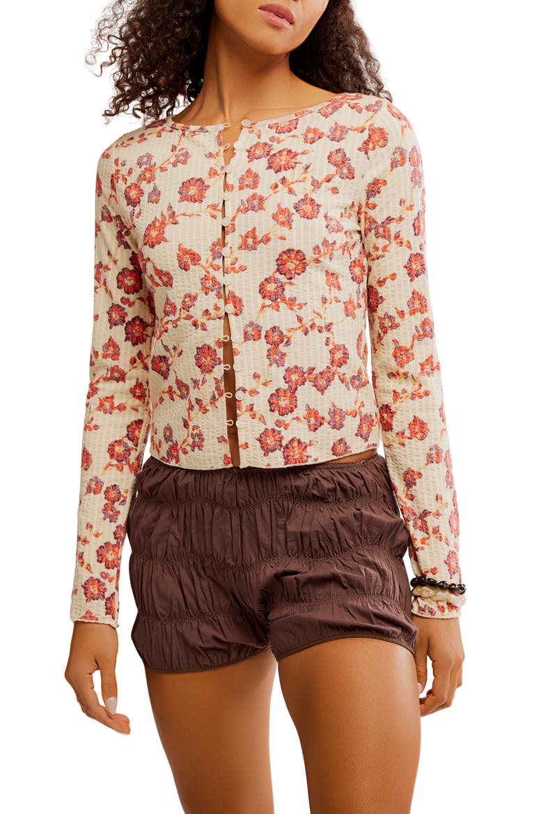 Tilly Cotton Seersucker Cardigan, Main, color, TEA COMBO
