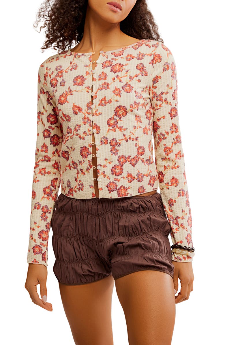 Free People Tilly Cotton Seersucker Cardigan, Main, color, Tea Combo